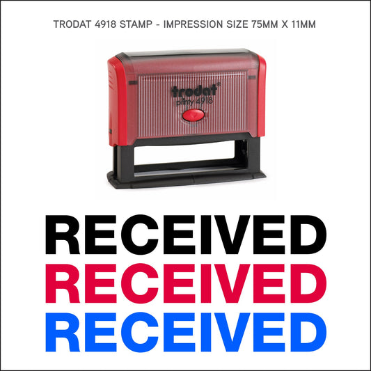 Recieved - Rubber Stamp - Trodat 4918 - 75mm x 11mm Impression