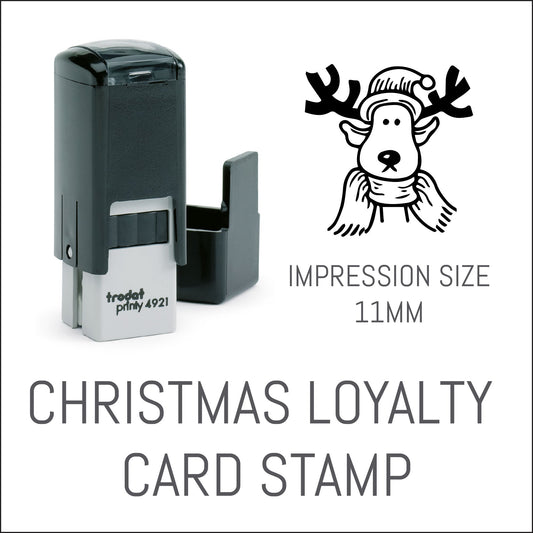 Reindeer - Christmas Loyalty Card Rubber Stamp - Trodat 4921 - 11mm x 11mm Impression