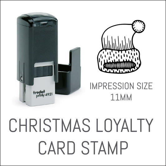 Santa Hat - Christmas Loyalty Card Rubber Stamp - Trodat 4921 - 11mm x 11mm Impression