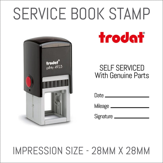 Self Serviced With Genuine Parts - Self Inking Rubber Stamp - Trodat 4923 - 28mm x 28mm Impression