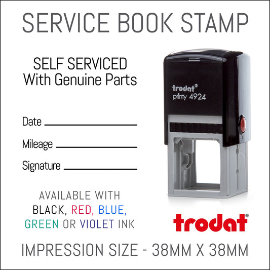 Self Serviced With Genuine Parts - Self Inking Rubber Stamp - Trodat 4924 - 38mm x 38mm Impression