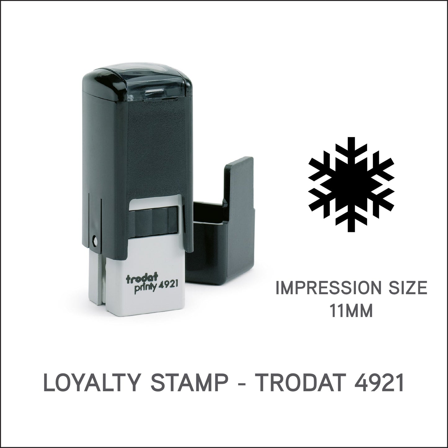 Snowflake - Christmas - Loyalty Card Rubber Stamp - Trodat 4921 - 11mm x 11mm Impression