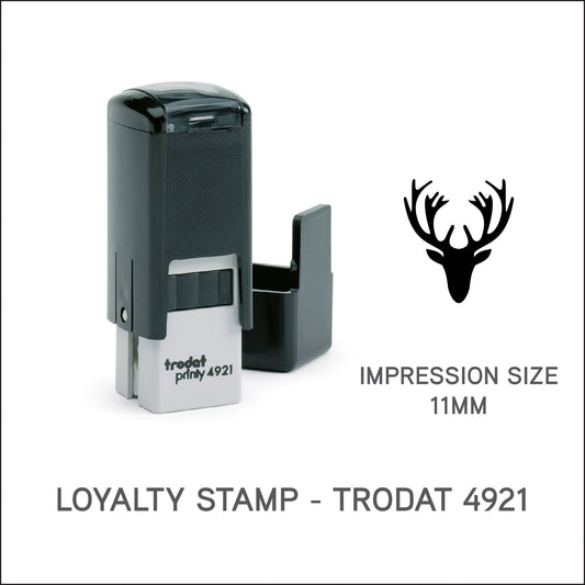 Stags Head - Loyalty Card Rubber Stamp - Trodat 4921 - 11mm x 11mm Impression