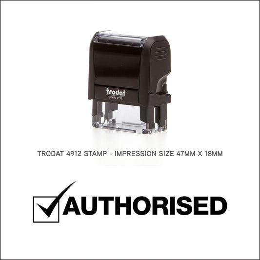Tick Authorised - Rubber Stamp - Trodat 4912 - 47mm x 18mm Impression