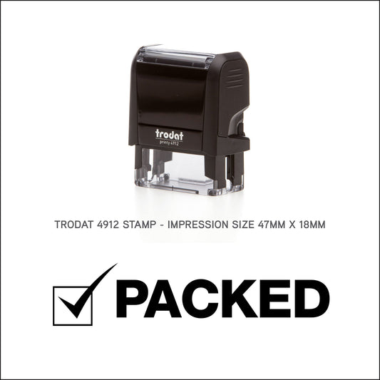 Ticked Packed - Rubber Stamp - Trodat 4912 - 47mm x 18mm Impression