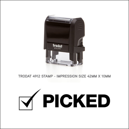 Ticked Picked - Rubber Stamp - Trodat 4912 - 42mm x 10mm Impression