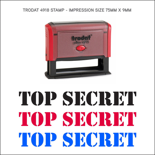 Top Secret - Rubber Stamp - Trodat 4918 - 75mm x 9mm Impression