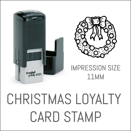 Wreath - Christmas Loyalty Card Rubber Stamp - Trodat 4921 - 11mm x 11mm Impression